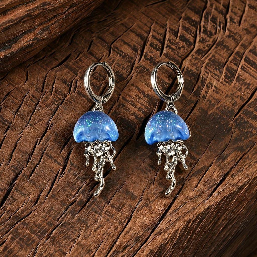 Earrings for Women: High-End Retro Ocean Style Jellyfish Ear Drops, Girls Series, Versatile and Elegant