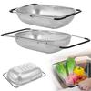 Non-slip Handle Sink Drain Basket Scalable Vegetables Draining Racks Strainer Basket  Rinse Fruit