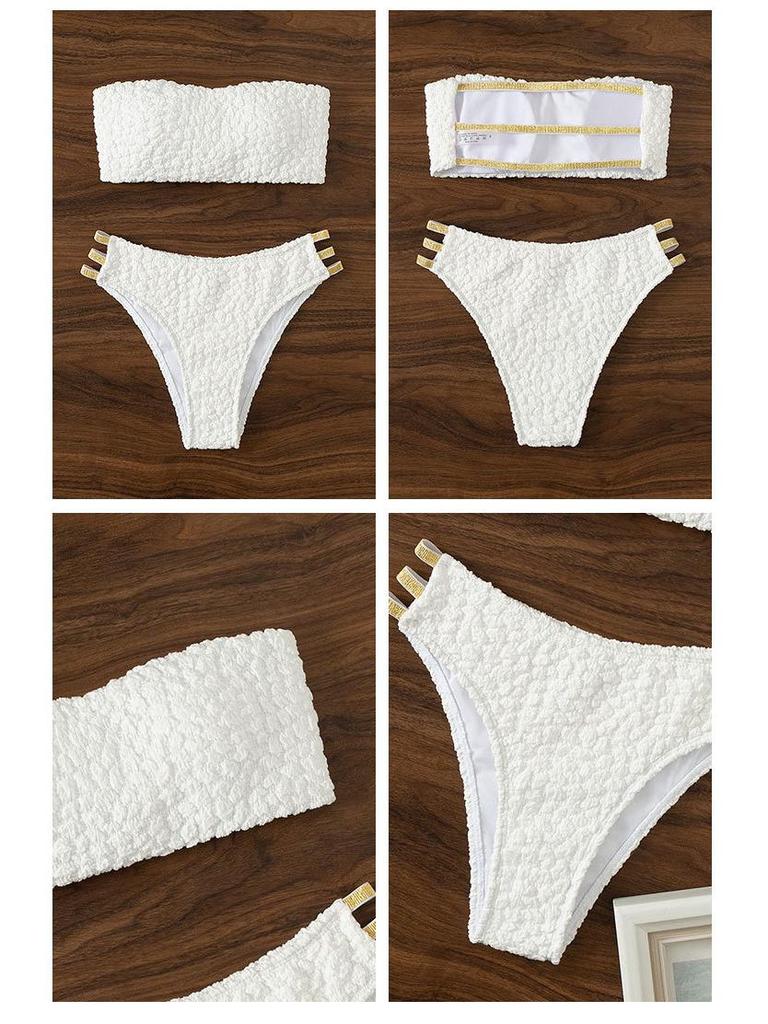 2025 Women's Strapless Cutout High Waist Thong Bikini Set - Brazilian Beachwear Swimsuit