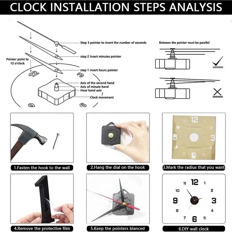 Decoration for Bedroom Clocks Clock Wall Decor Creativity DIY Room Ornaments Garden Home Decorations Frameless Elegant Digital