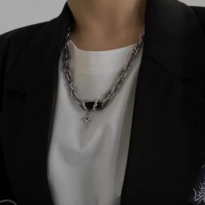 Black Gem Necklace Unisex Minority Design Multi-Layer Winding High-Level Sense Clavicle Chain Sweet Cool Necklace Jewelry