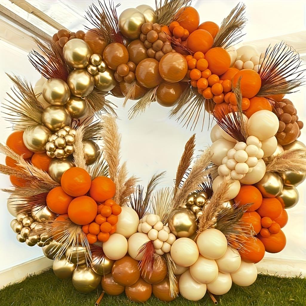 114Pcs Autumn Harvest Festival Thanksgiving Farm Theme Balloon Decorations Autumn Winter Colors Skin Color Balloon Party Decors