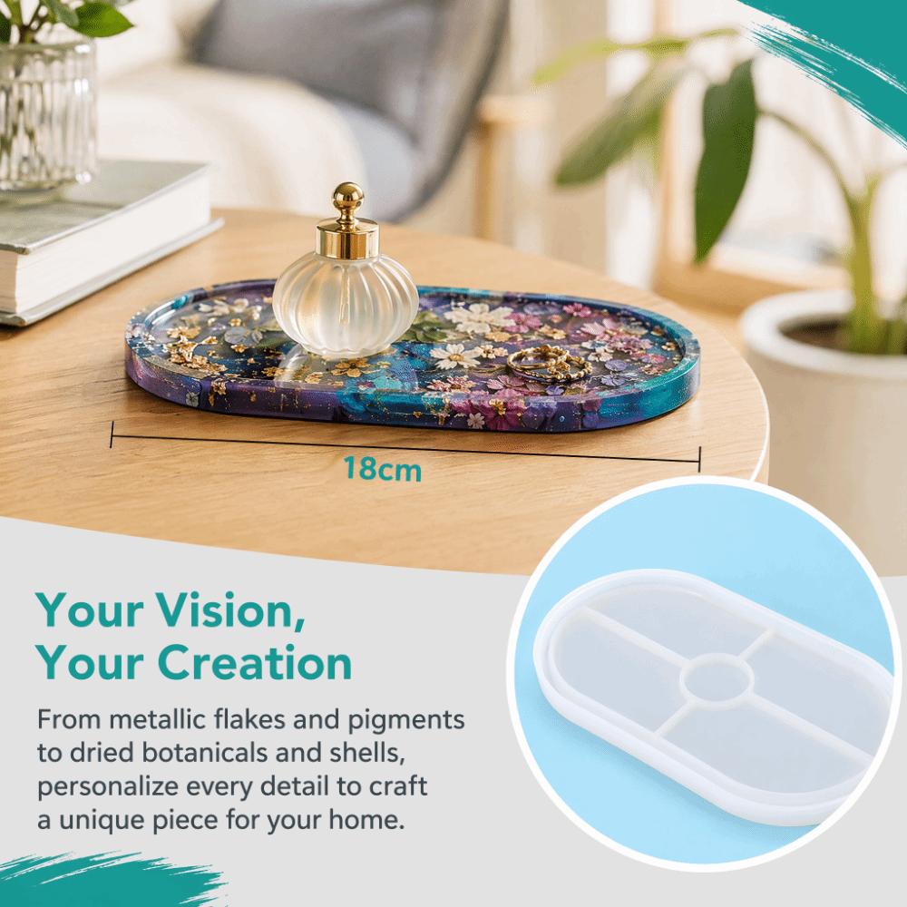 Raised Rim Oval Resin Tray Mold Oval Shape DIY Silicone Mold Silicone Tray Mold Tea Coaster