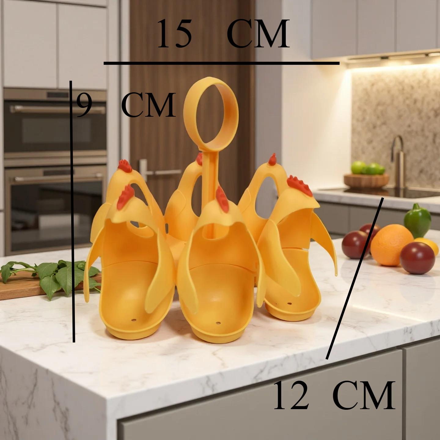6pcs Cute Chicken Penguin Shape Egg Steamer Portable Kitchen Gadget Breakfast Tool With Hanging Hook For Storage Boiler Rack