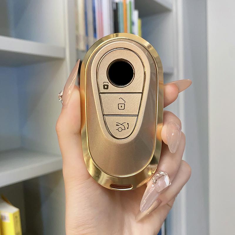 Metal TPU Car Remote Key Cover Case Holder Shell Chain Fob for Mercedes Benz New C260L E300L S400L EQE GLC CLE C E S Class EQC