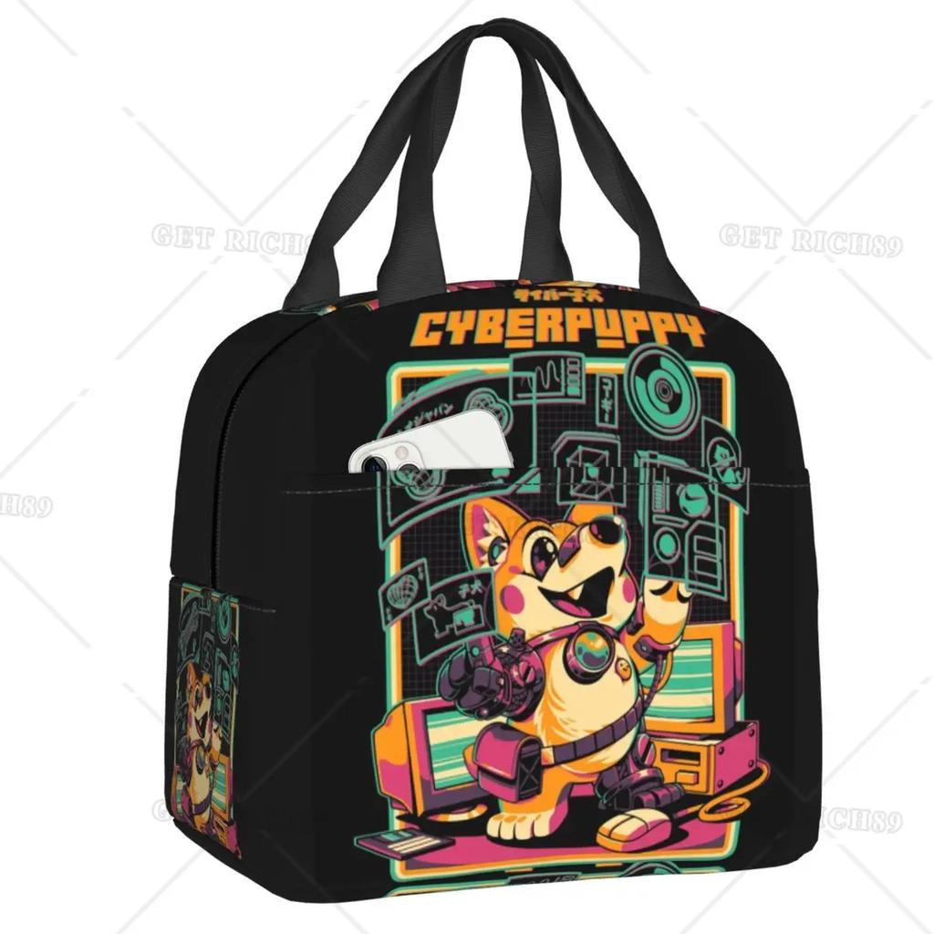 Satanic  Cat Insulated Lunch Bag Waterproof Thermal Cooler Lunch Box with Side Pocket for Women Men Kids Camping Travel