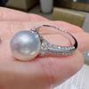 Huitan Round Imitation Pearl Rings for Women Exquisite Graceful Bridal Wedding Engagement Accessories Dazzling CZ Luxury Jewelry