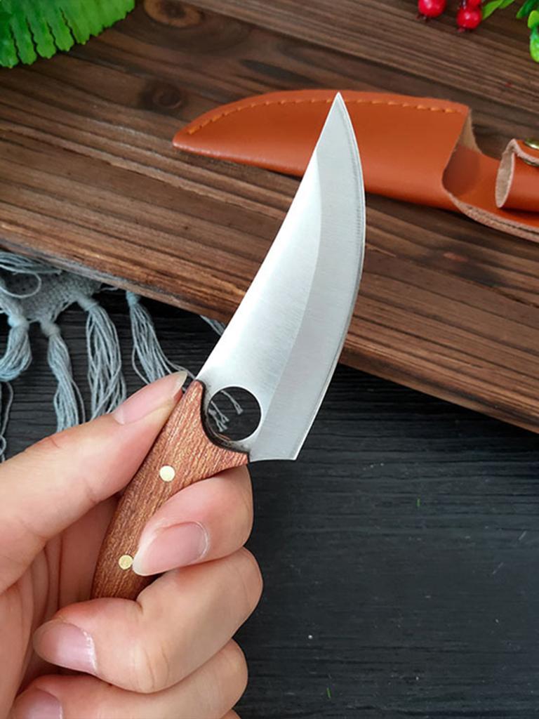 Kitchen Mini Meat Cleaver Pocket Boning Knife Chef Utility Knife Barbecue Cutting Fishing Knife Paring Cutter Tools with Sheath