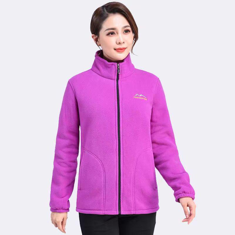 Women's Autumn/Winter Plus Velvet Fleece Jacket - Thickened Zipper Stand Collar Loose Sport Sweatshirt.