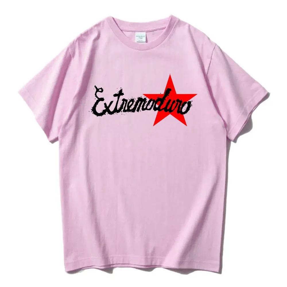 Extremoduro Spanish Rock Theme White TShirt Front GraffitiStyle Band Name Red Star Design Women and Unisex Tshirts Tops