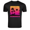 T-shirt Grafica Retrò Tramonto sulla Spiaggia Surf Estivo Palme