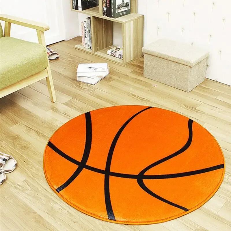 Model Sports Soccer Football Basketball Floor Mat Home Non-slip Round Rugs Bedroom Carpet Machine Washable Boy’s Perfect Gift