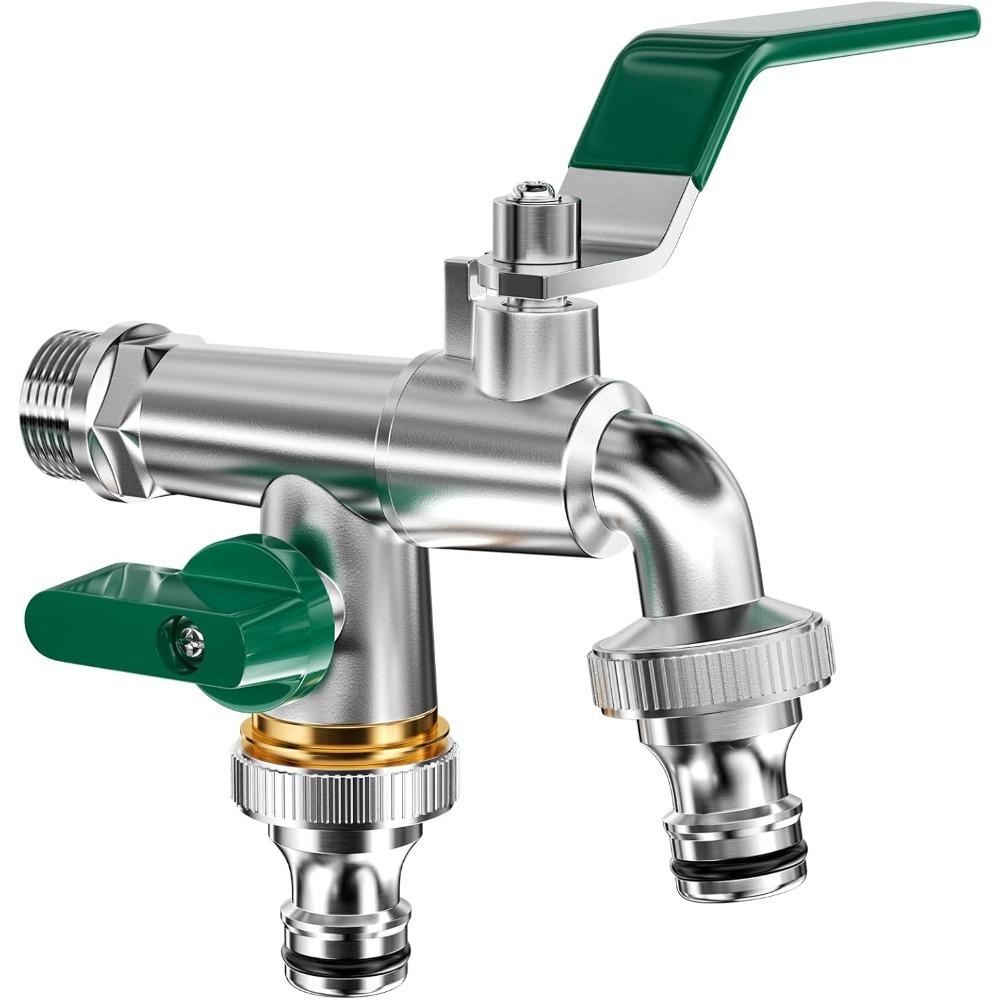 Garden Hose Brass Tap Faucet Adapter 1/2'' IBC Water Tank Connector 2-Way 1-Way Irrigation Joint Replacement Fitting Ball Valve