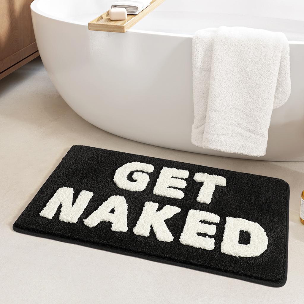 Simple Letter Bath Mats Strong Absorbent Bathroom Rug High Weight Flocking Bathroom Non-slip Foot Mat Washroom Floor Mat