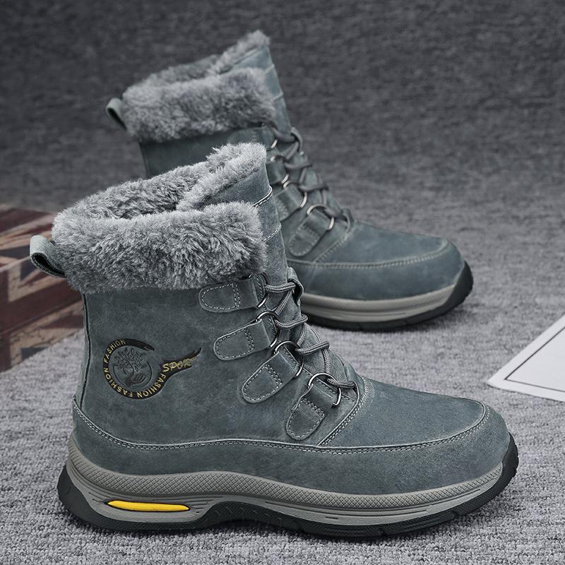Winter Snow Boots Super Warm Plush Men's Boots High Top Motorcycle Boots Outdoor Sneakers Anti-Slip Men Hiking Boots Big Size 46