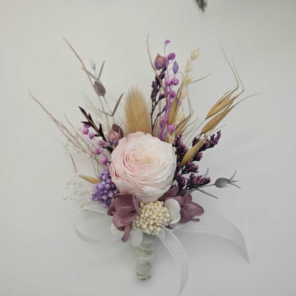 Preserved Flower Wedding Boutonniere & Wrist Corsage Set