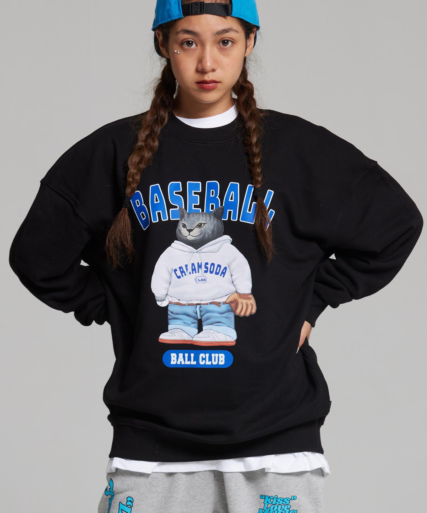 Cream Soda Lab Baseball Club Black Sweatshirt Xl