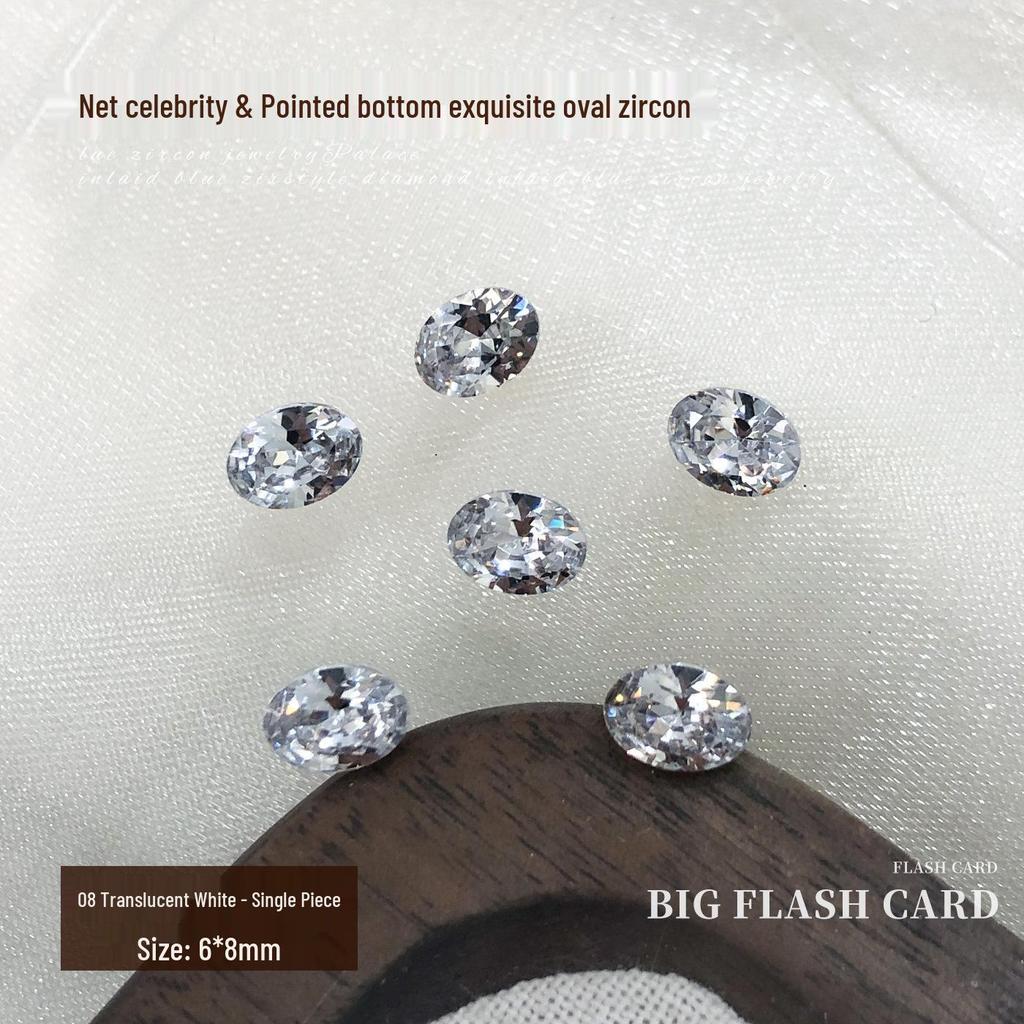 Elegant Zirconia Nail Art Gems: Sparkling White & Champagne Irregular Oval Diamonds