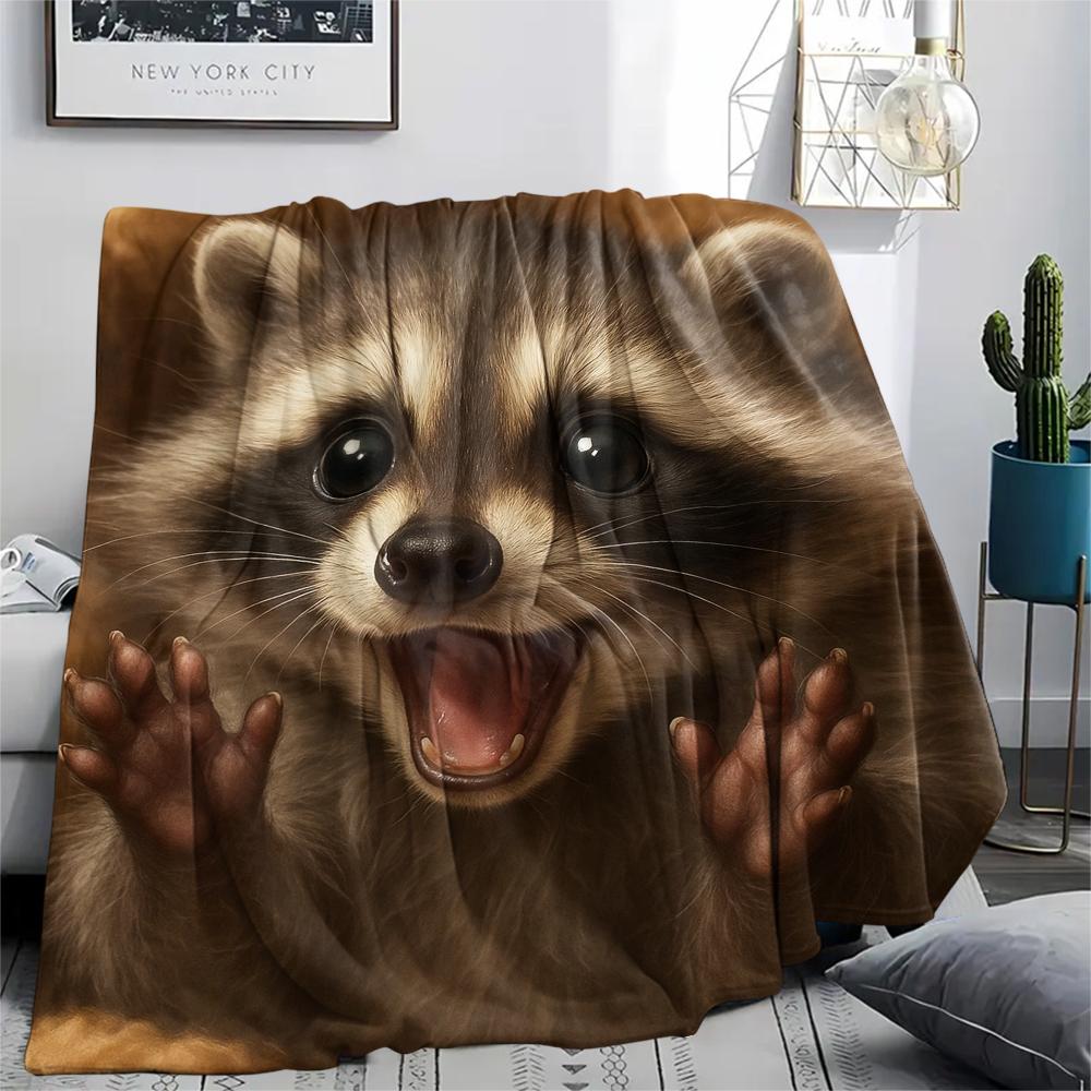 1Pc Cartoon Print Flannel Blanket, High Quality Comfortable for All Seasons, Home Decor, Warmth and Comfort, Perfect for Christmas Birthday Gift