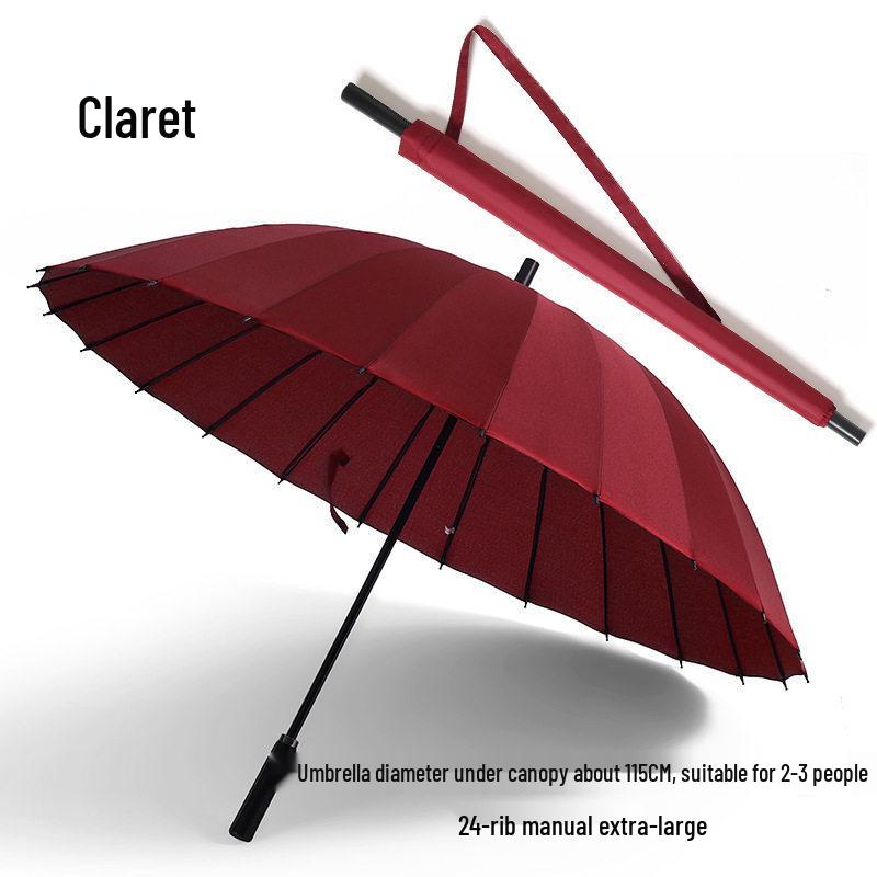 24-Rib Long Handle Large Automatic Umbrella - Double Reinforced, High-End Business and Advertising Use.