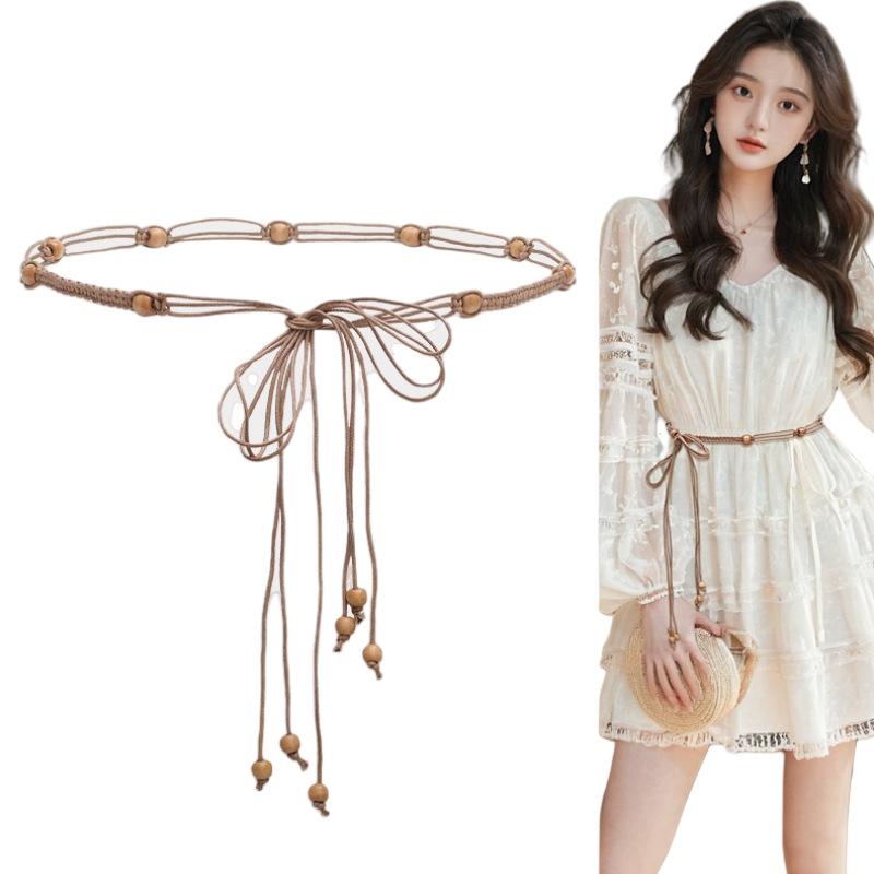 National Day Tourism Bohemian Ethnic Belt Accessories Women's Waist Rope Thin Retro Brown Vintage Decoration Dress