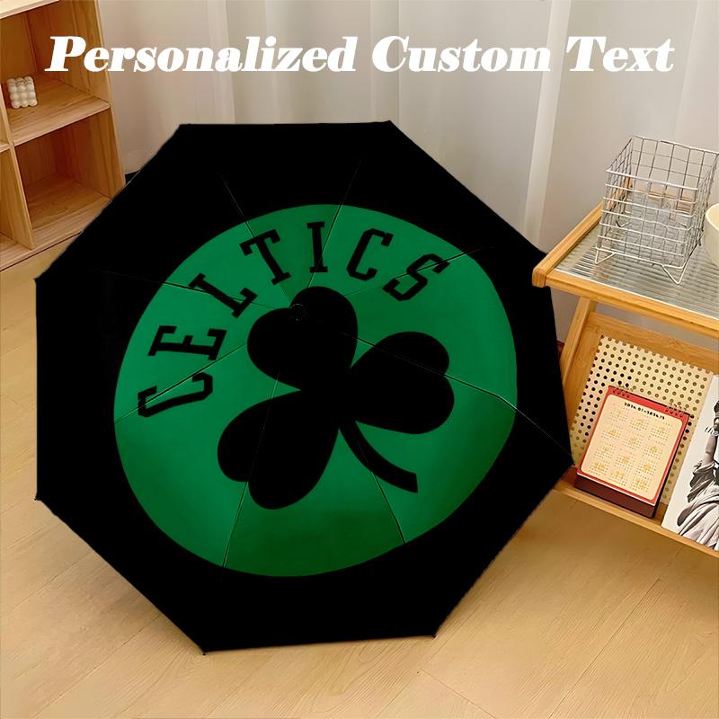 8‑Rib Automatic Umbrella, Celtic FC Design Foldable Umbrella for Sun Rain Protection Travel