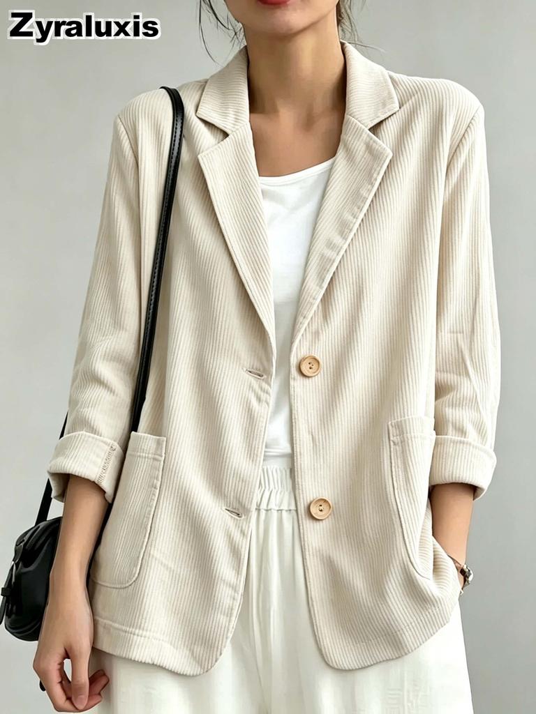 New Foreign Women's Autumn Winter Casual Versatile Temperament Vintage Corduroy Blazer