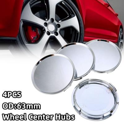 4PCS 63mm No Logo Universal ABS Plastic Car Wheel Center Cap Hubcap Chrome Silver Car Vehicle Rim Hub Cap Auto Replacement Part