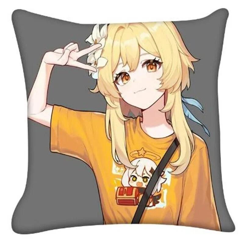 Anime Cushion Cover Pillow Case Genshin Impact For Sofa Car Home Decor
