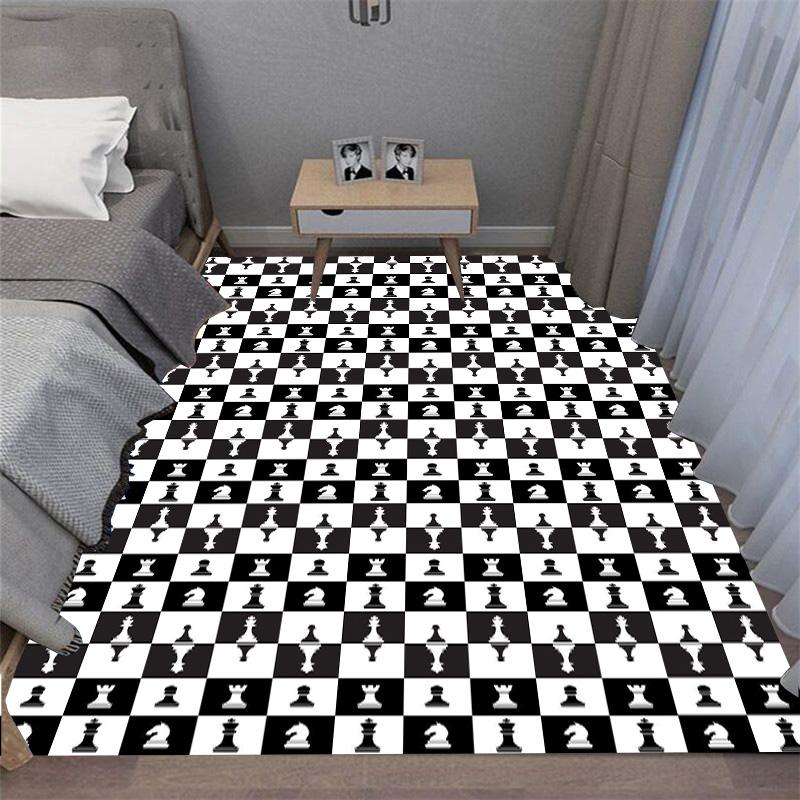 Intelligence Game Chess Printed Carpet King Queen Rook Bishop Knight Pawn Living Room Sofa Grid Floor Mat rugs