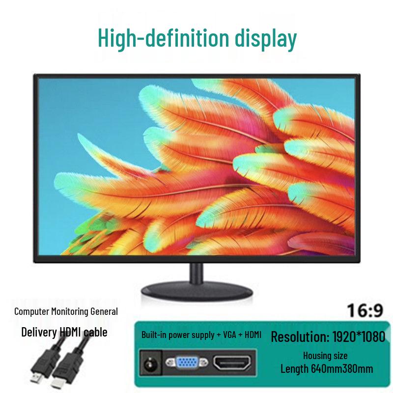24/22/27-Inch HD Desktop Monitor with HDMI & VGA for Home & Office