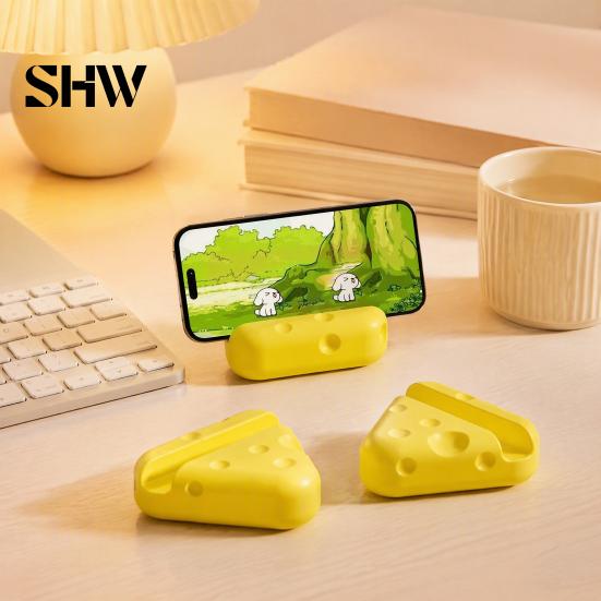 Novelty Cheese Shape Stand 3D Printed Phone Holder, Cute Desktop Stand, Compact Smartphone Portable Cell Holder Stable Dock for Home Office