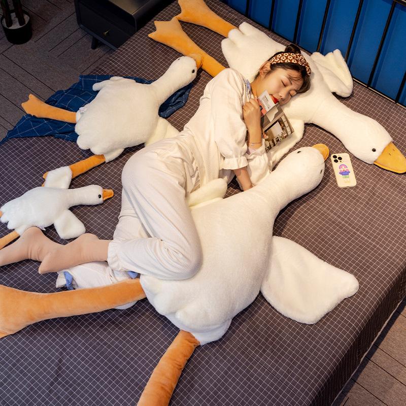 Classics Big White Goose Throw Pillow Fun Internet Famous Goose Plush Body Pillow Accompany Sleep Pillow Sofa Cushion Kids Gift