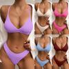 Trending Women's Solid Color High Waist Adjustable Triangle Bikini