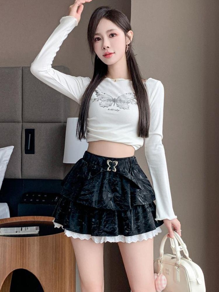 Women Pink A-line Pleated Skirt Vintage Fashion 90s Aesthetic Y2k Mini Cake Skirt Harajuku Korean Lolita Skirt 2000s Clothes