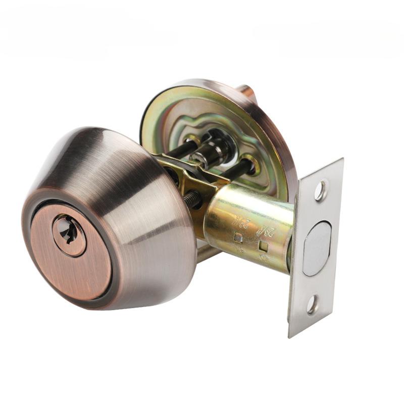 Home Door Gate Single Cylinder Deadbolt Stainless Steel Dead Bolt Door Lock Round-shape Locking Gear Door Lock Invisible Lock