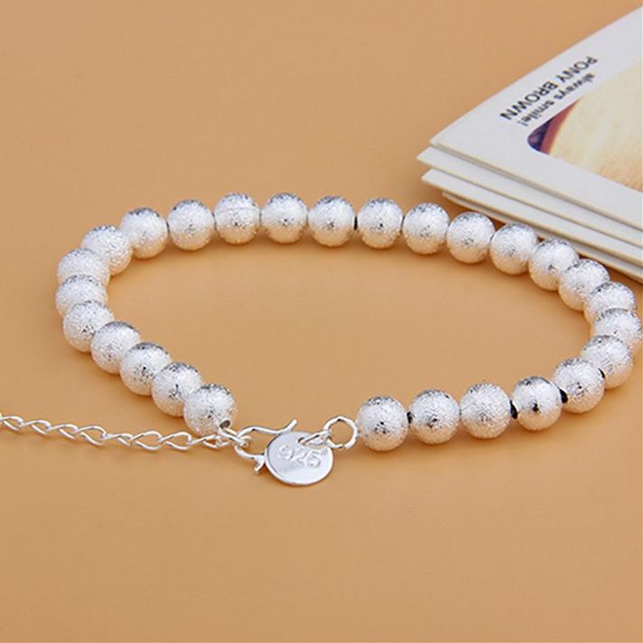 

Модный универсальный матовый серебристый браслет из бусин в стиле Японии и Кореи, женский простой глянцевый браслет из круглых бусин, студенческие трендовые аксессуары