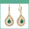 Color Water Drop Gold Dangle Earrings For Women Ethnic Wedding Jewelry Hollow Flower Rhinestone Bridal Gifts