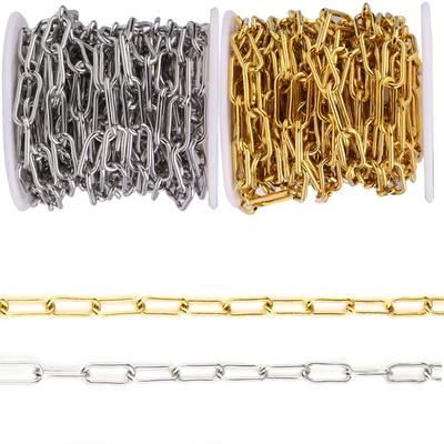 1-5M/Rolle Edelstahl Büroklammer Kette Gold Stahl Farbe für DIY Schmuckherstellung Schmuckzubehör Halskette Armband Bastelkomponenten