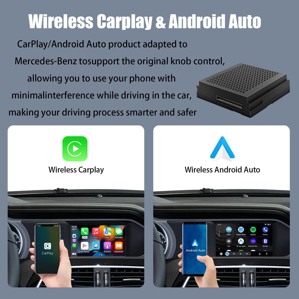 Wireless Carplay Android Auto Modular for Mercedes Benz A B C E GLA GLK ML SL W204 with NTG4.5 System Becker Navigation Car Play