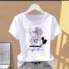 (Asian Size) Flower Floral Cute 90s Short Sleeve T-shirts Women's Top T Clothing Print  Fashion Female Casual O-neck Graphic Tee