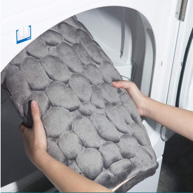 Bathroom Mat Non Slip Carpets Cobblestone Embossed Bathroom Bath In Wash Basin Bathtub Side Floor Rug Shower Room Doormat Memory