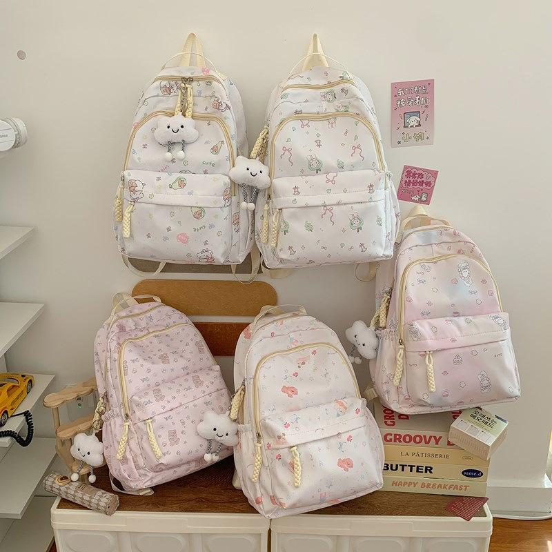 Schoolbag wholesale new large-capacity backpack cute girl commuter backpack small fresh literary college student cartoon schoolbag