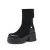 8573-85712025 Autumn New Retro Small Thick-soled Elastic Boots Skinny Boots Suede Martin Boots Women