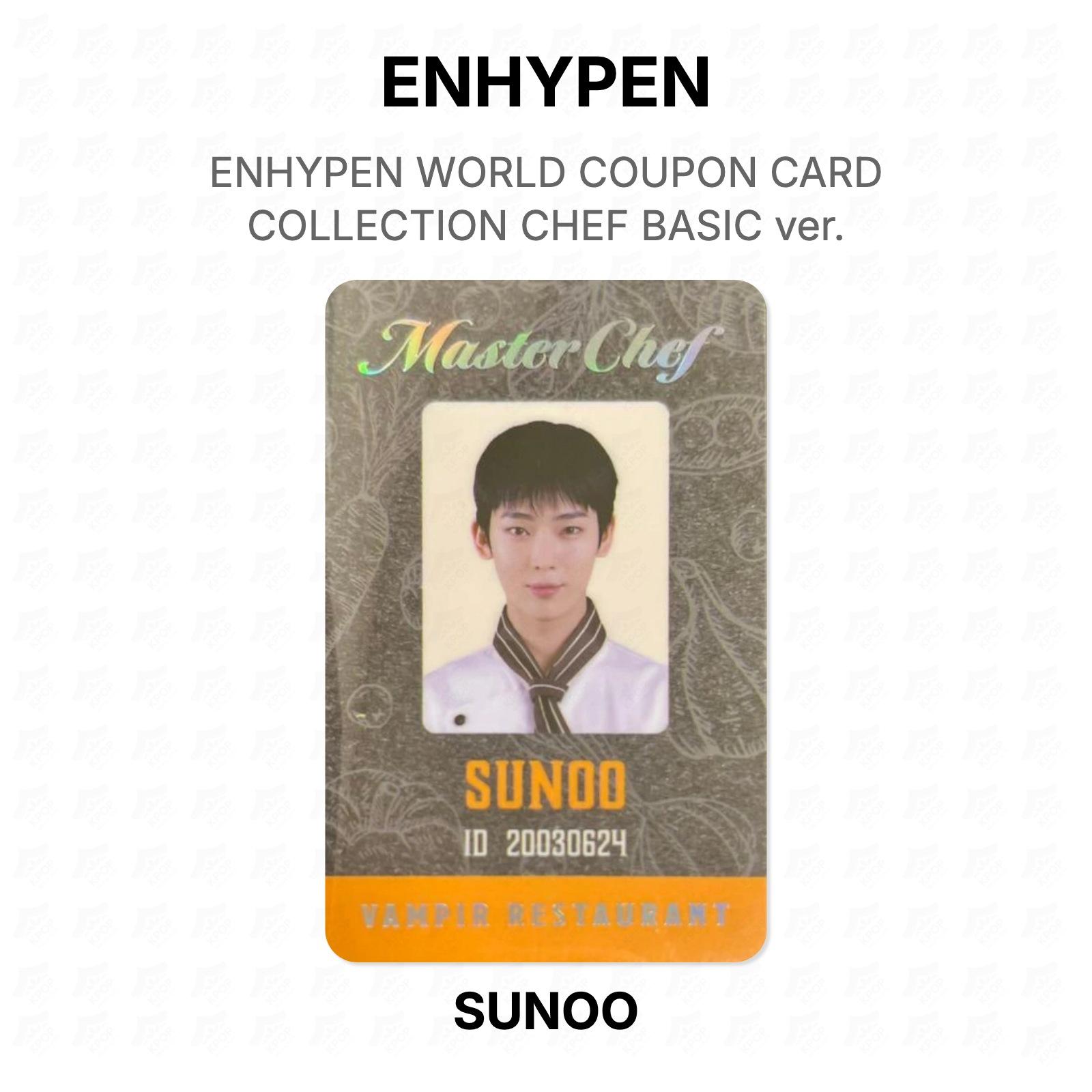 ENHYPEN SUNOO WORLD COUPON CARD COLLECTION CHEF BASIC ver. Official Photocard SUNOO