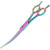 Dog Grooming Scissors Curved Hair Cutting Scissors for Dogs & Cats Made of Premium Stainless Steel (Rainbow)