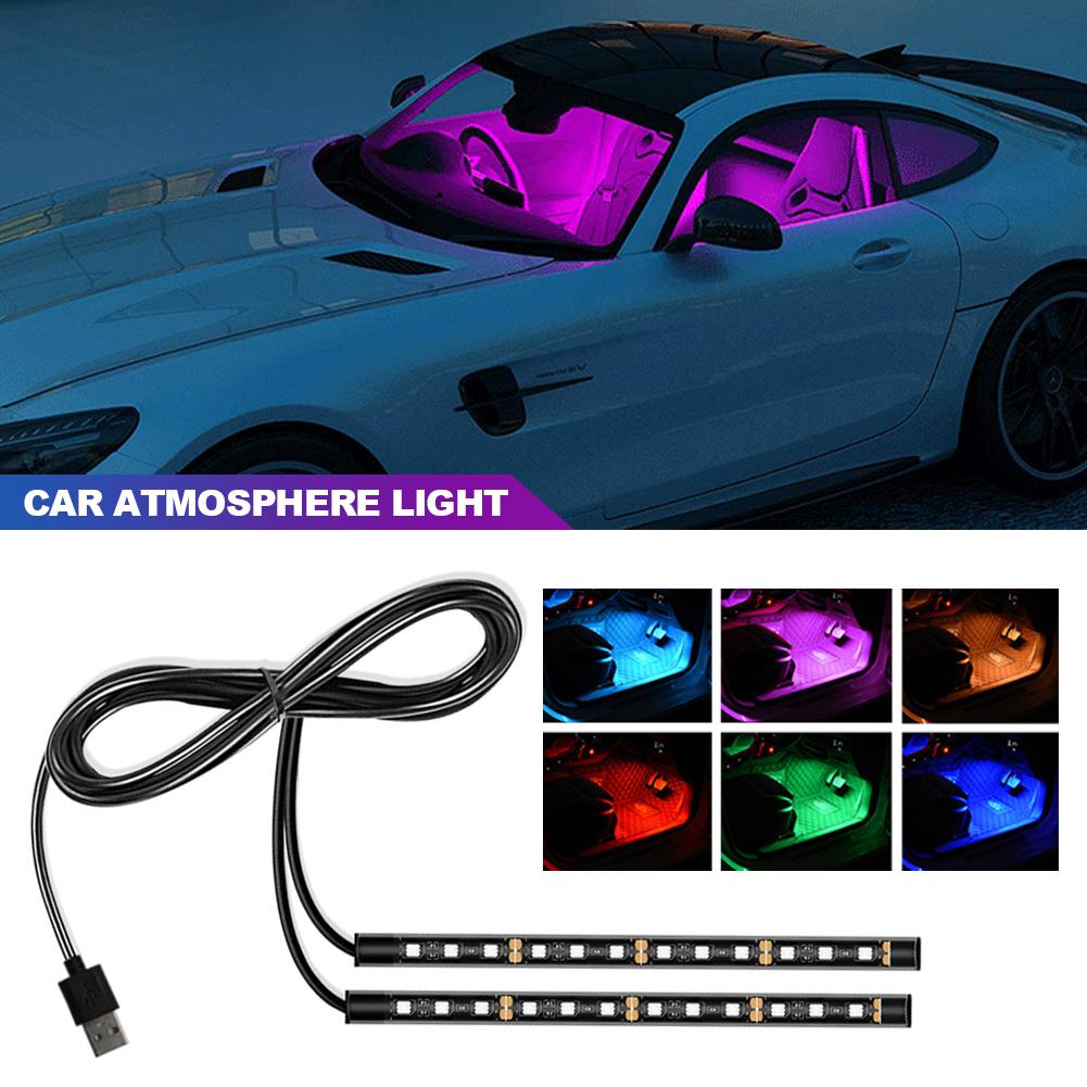 Led Bar Car Interior Backlight Ambient Mood Foot Light With Cigarette Lighter Decorative Atmosphere Lamp Auto Accessories 12v