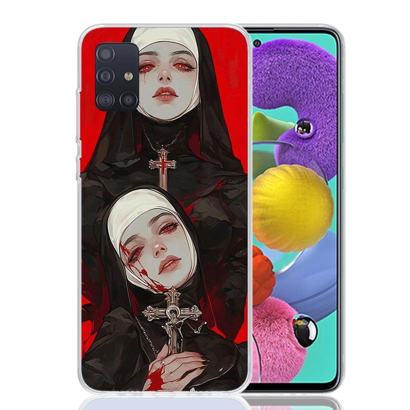 Dark Demon Nun Phone Case for Samsung Galaxy A52 A51 A50S A12 A22 A32 A72 A10S A30S A31 A71 Note 20 Ultra 10 Plus S10 Galaxy A52