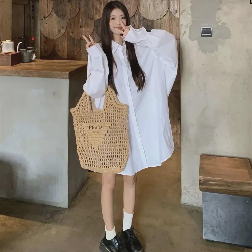 

Элегантное женское весеннее платье с французской вышивкой и кружевом на подтяжках с белой рубашкой, костюм-двойка M [Recommended 50-55 kg]