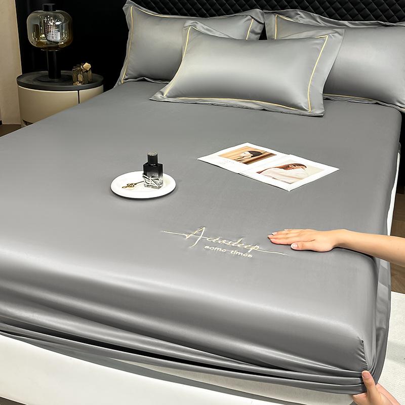 Summer Ice Silk Bed Sheet Single Piece Mattress Protector 25 New Solid Color Bed Cover Dust Cover Summer Sheet